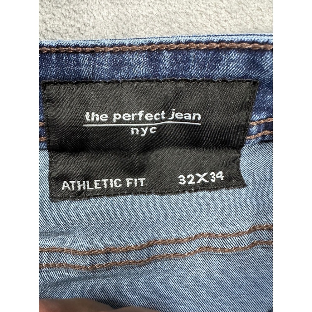 The Perfect Jean NYC Athletic Fit Mens 32x34 Blue Denim Jeans Medium Wash - Picture 6 of 10